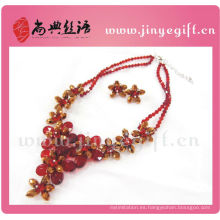 Joyería de moda Crystal Zircon Flower Luxury Ruby Necklace Sets Indian